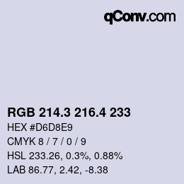 カラーコード: RGB 214.3 216.4 233 | qconv.com