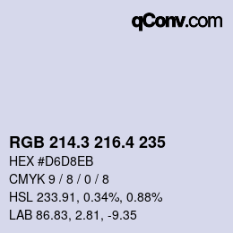 カラーコード: RGB 214.3 216.4 235 | qconv.com