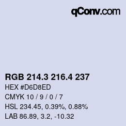 カラーコード: RGB 214.3 216.4 237 | qconv.com
