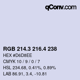 カラーコード: RGB 214.3 216.4 238 | qconv.com