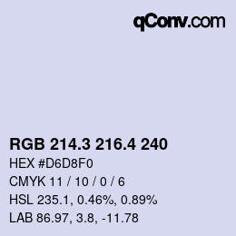 カラーコード: RGB 214.3 216.4 240 | qconv.com