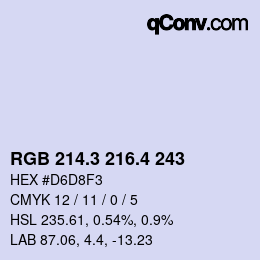 カラーコード: RGB 214.3 216.4 243 | qconv.com