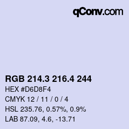 カラーコード: RGB 214.3 216.4 244 | qconv.com