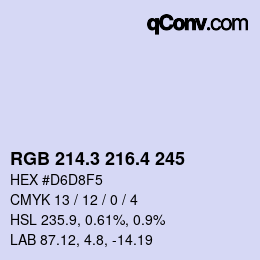 カラーコード: RGB 214.3 216.4 245 | qconv.com