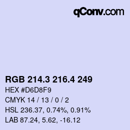 カラーコード: RGB 214.3 216.4 249 | qconv.com