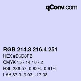 カラーコード: RGB 214.3 216.4 251 | qconv.com