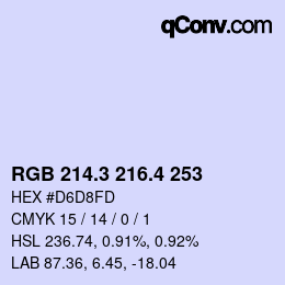 カラーコード: RGB 214.3 216.4 253 | qconv.com