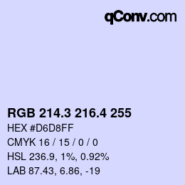 カラーコード: RGB 214.3 216.4 255 | qconv.com