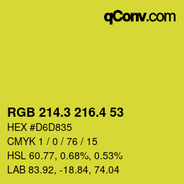 カラーコード: RGB 214.3 216.4 53 | qconv.com