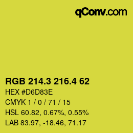 カラーコード: RGB 214.3 216.4 62 | qconv.com