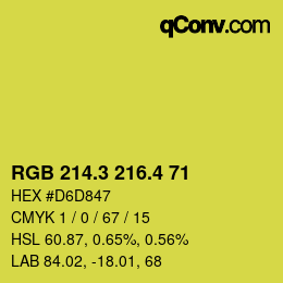 カラーコード: RGB 214.3 216.4 71 | qconv.com