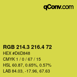 カラーコード: RGB 214.3 216.4 72 | qconv.com