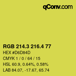 カラーコード: RGB 214.3 216.4 77 | qconv.com