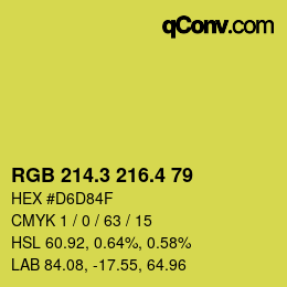 カラーコード: RGB 214.3 216.4 79 | qconv.com
