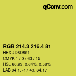 カラーコード: RGB 214.3 216.4 81 | qconv.com