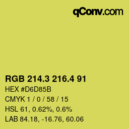 カラーコード: RGB 214.3 216.4 91 | qconv.com