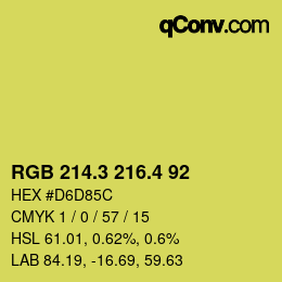 カラーコード: RGB 214.3 216.4 92 | qconv.com