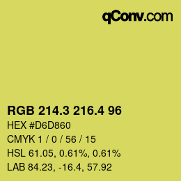 カラーコード: RGB 214.3 216.4 96 | qconv.com