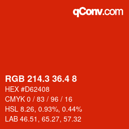 カラーコード: RGB 214.3 36.4 8 | qconv.com