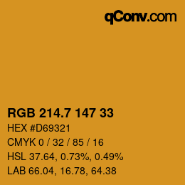 カラーコード: RGB 214.7 147 33 | qconv.com