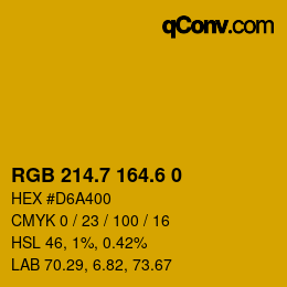 カラーコード: RGB 214.7 164.6 0 | qconv.com