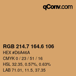 カラーコード: RGB 214.7 164.6 106 | qconv.com
