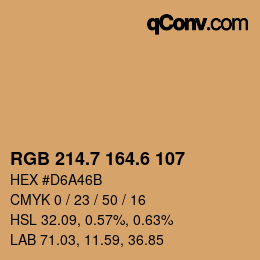 カラーコード: RGB 214.7 164.6 107 | qconv.com