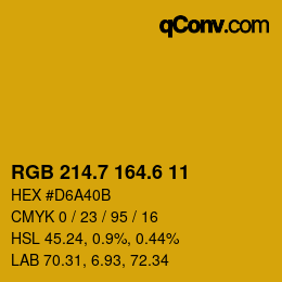 カラーコード: RGB 214.7 164.6 11 | qconv.com