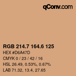カラーコード: RGB 214.7 164.6 125 | qconv.com