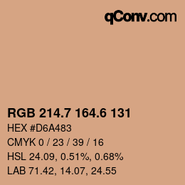 カラーコード: RGB 214.7 164.6 131 | qconv.com