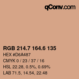 カラーコード: RGB 214.7 164.6 135 | qconv.com