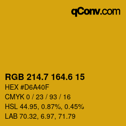 カラーコード: RGB 214.7 164.6 15 | qconv.com