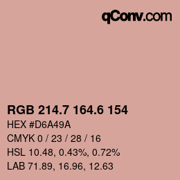 カラーコード: RGB 214.7 164.6 154 | qconv.com