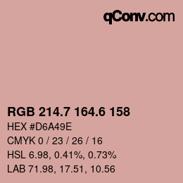 カラーコード: RGB 214.7 164.6 158 | qconv.com