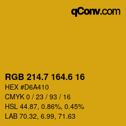 カラーコード: RGB 214.7 164.6 16 | qconv.com