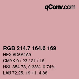 カラーコード: RGB 214.7 164.6 169 | qconv.com