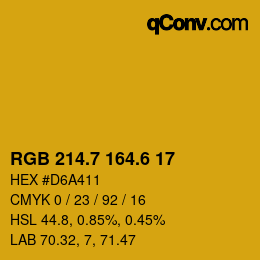 カラーコード: RGB 214.7 164.6 17 | qconv.com