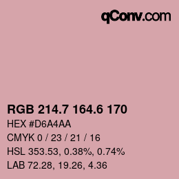 カラーコード: RGB 214.7 164.6 170 | qconv.com