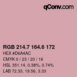 カラーコード: RGB 214.7 164.6 172 | qconv.com