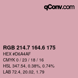 カラーコード: RGB 214.7 164.6 175 | qconv.com