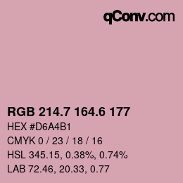 カラーコード: RGB 214.7 164.6 177 | qconv.com
