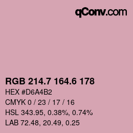 カラーコード: RGB 214.7 164.6 178 | qconv.com