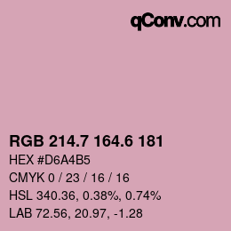 カラーコード: RGB 214.7 164.6 181 | qconv.com