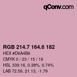 カラーコード: RGB 214.7 164.6 182 | qconv.com