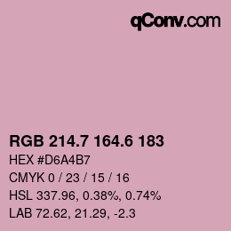 カラーコード: RGB 214.7 164.6 183 | qconv.com