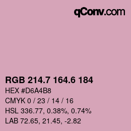 カラーコード: RGB 214.7 164.6 184 | qconv.com