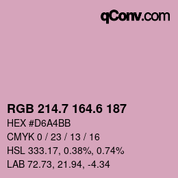 カラーコード: RGB 214.7 164.6 187 | qconv.com
