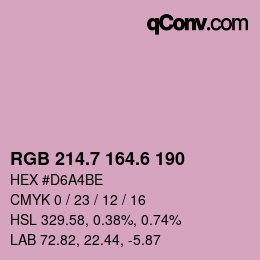 カラーコード: RGB 214.7 164.6 190 | qconv.com
