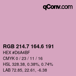 カラーコード: RGB 214.7 164.6 191 | qconv.com