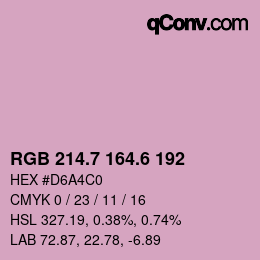 カラーコード: RGB 214.7 164.6 192 | qconv.com